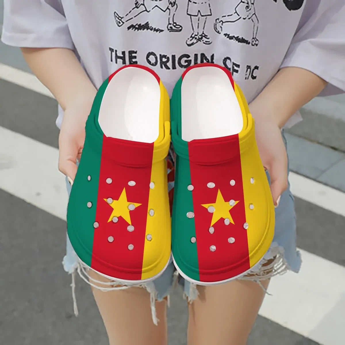 Merchidea Cameroon Flag Crocs Crocband Clogs Shoes Comfortable For Men Women and Kids
