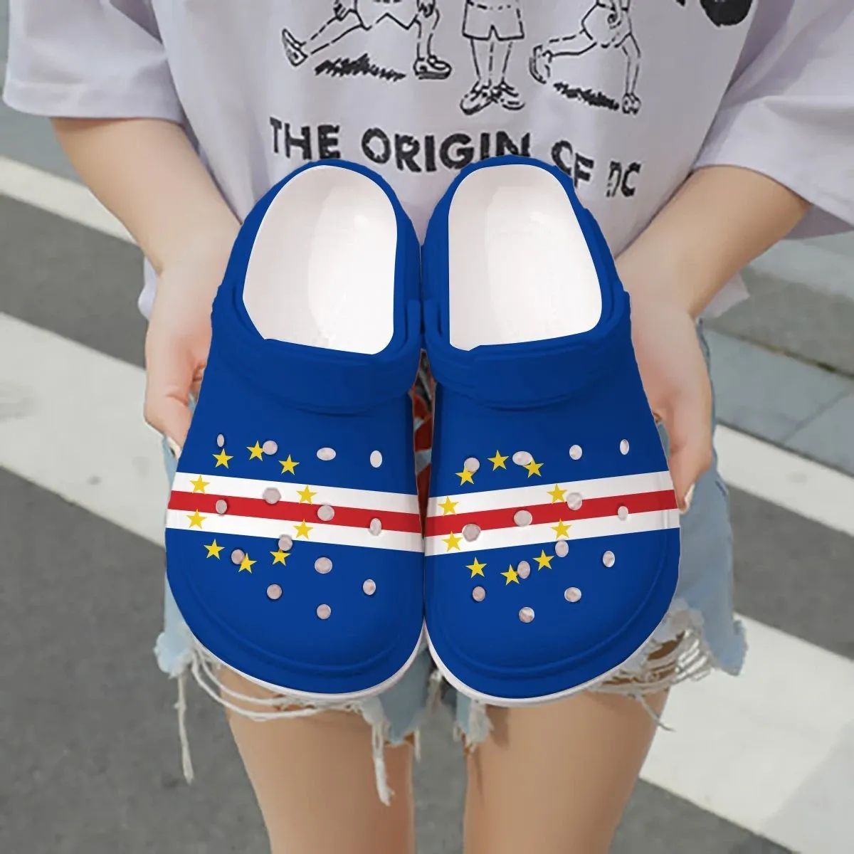 Merchidea Cape Verde Flag Crocs Crocband Clogs Shoes Comfortable For Men Women and Kids