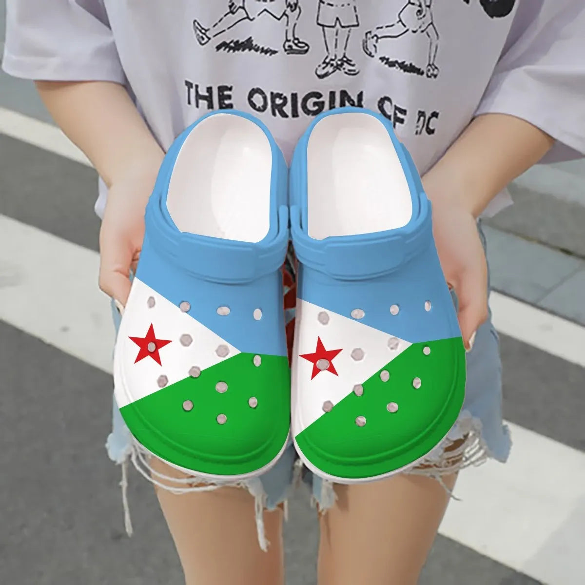 Merchidea Djibouti Flag Crocs Crocband Clogs Shoes Comfortable For Men Women and Kids