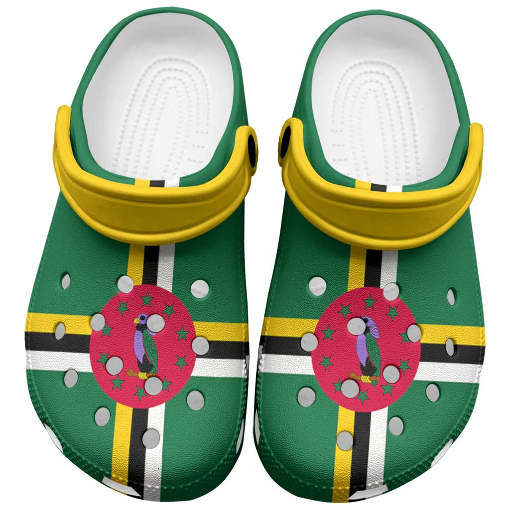 Merchidea Dominica Flag Crocs Crocband Clogs Shoes Comfortable For Men Women and Kids