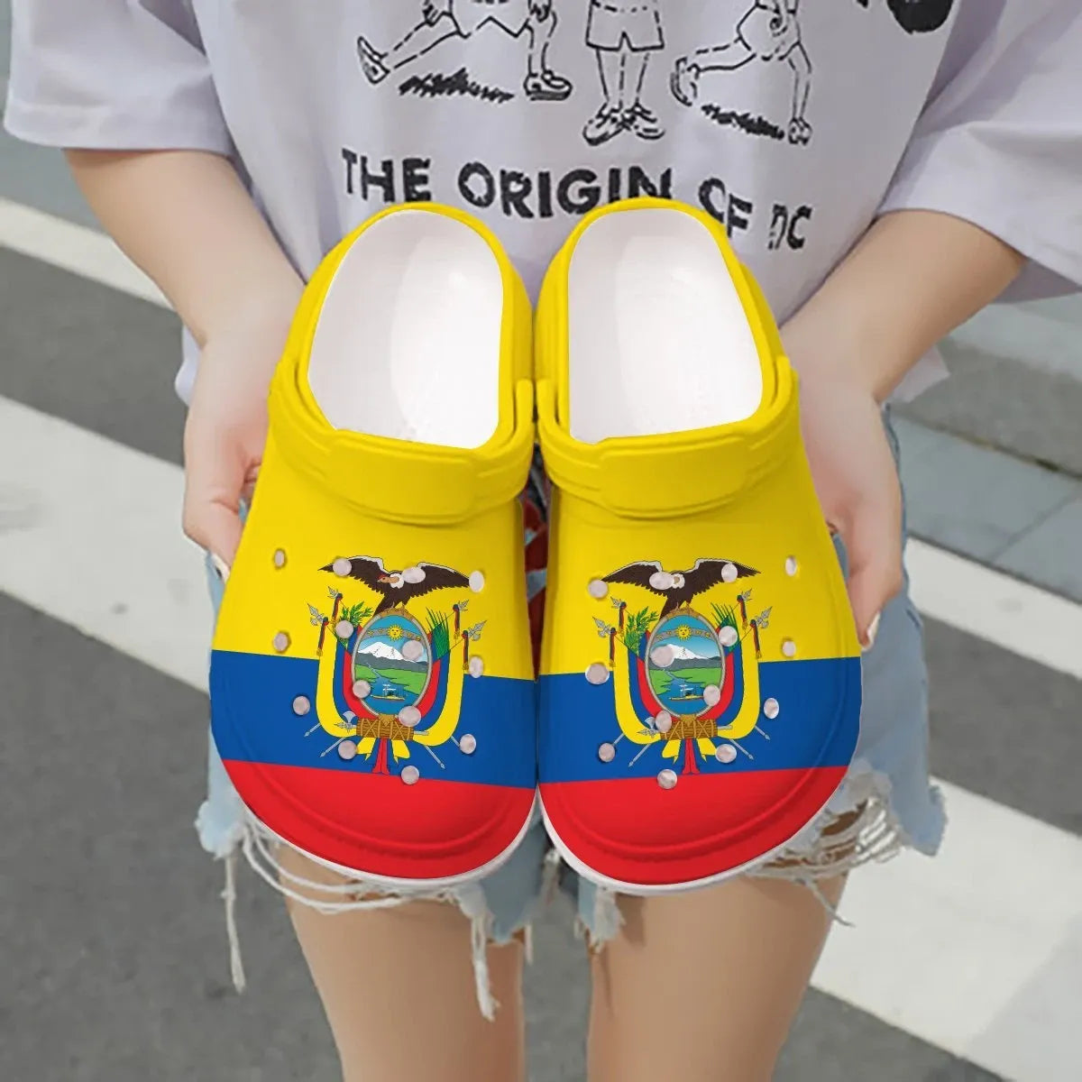 Merchidea Ecuador Flag Crocs Crocband Clogs Shoes Comfortable For Men Women and Kids