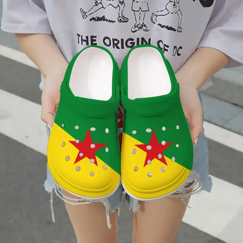 Merchidea French Guiana Flag Crocs Crocband Clogs Shoes Comfortable For Men Women and Kids