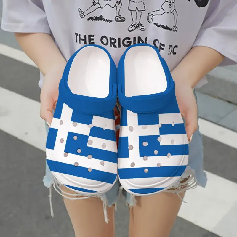 Merchidea Greece Flag Crocs Crocband Clogs Shoes Comfortable For Men Women and Kids