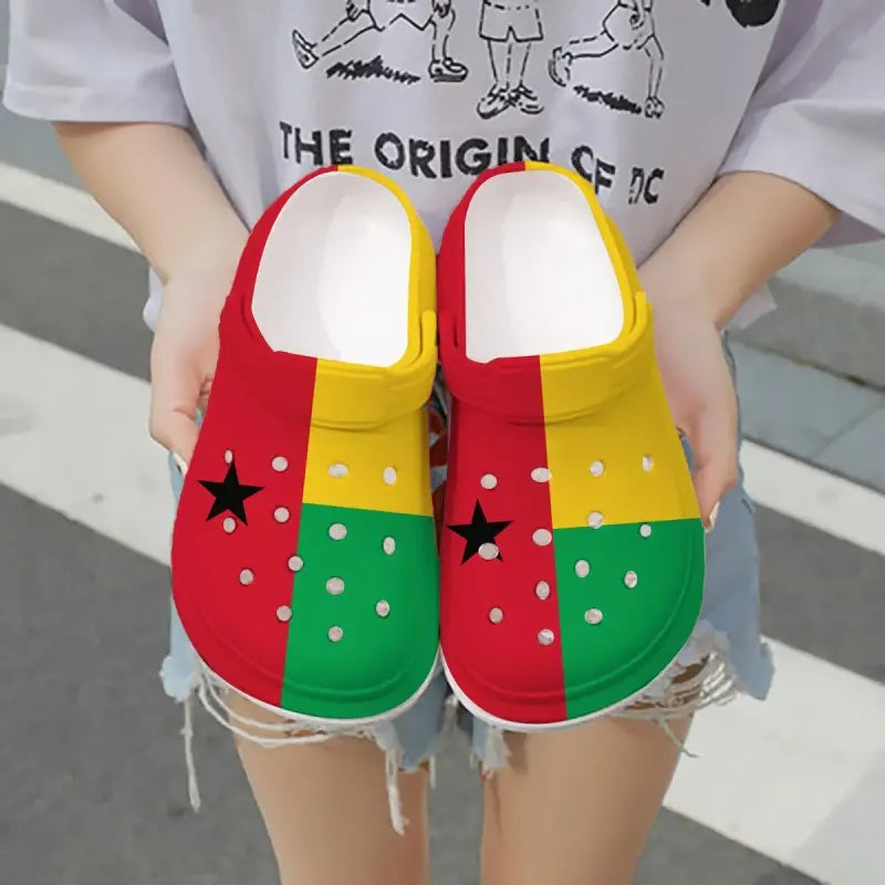 Merchidea Guinea - Bissau Flag Crocs Crocband Clogs Shoes Comfortable For Men Women and Kids