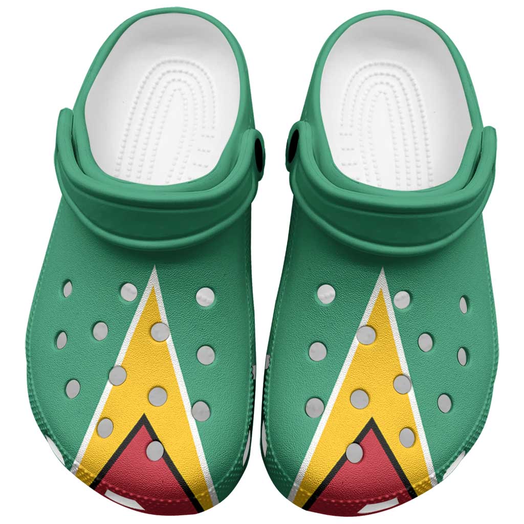 Merchidea Guyana Flag Crocs Crocband Clogs Shoes Comfortable For Men Women and Kids