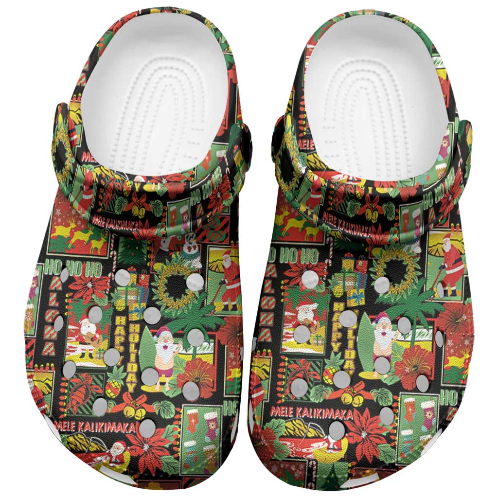 Merchidea Hawaiian Santa Christmas Crocs Crocband Clogs Shoes Comfortable For Men Women and Kids