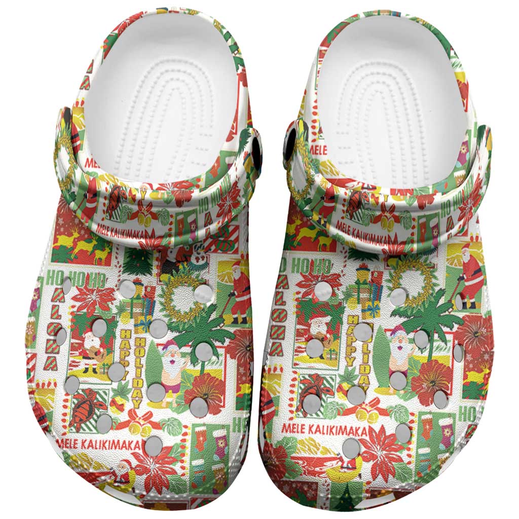 Merchidea Hawaiian Santa Christmas Crocs Crocband Clogs Shoes Comfortable For Men Women and Kids