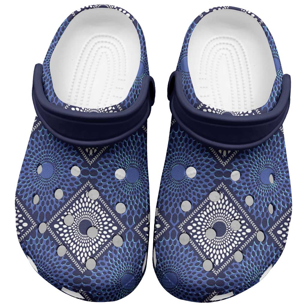 Merchidea Indigo Diamond African Ankara Crocs Crocband Clogs Shoes Comfortable For Men Women and Kids