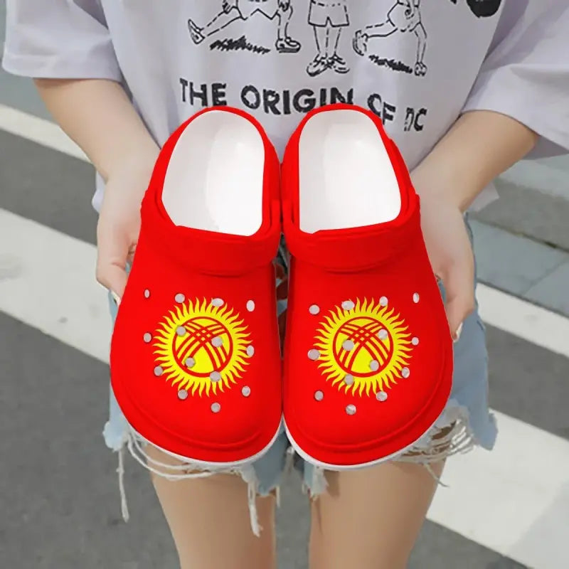 Merchidea Kyrgyzstan Flag Crocs Crocband Clogs Shoes Comfortable For Men Women and Kids