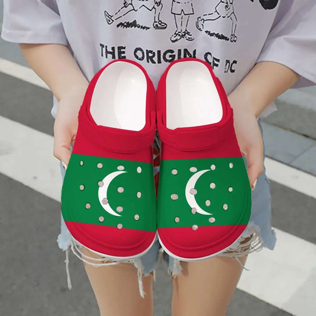 Merchidea Maldives Flag Crocs Crocband Clogs Shoes Comfortable For Men Women and Kids