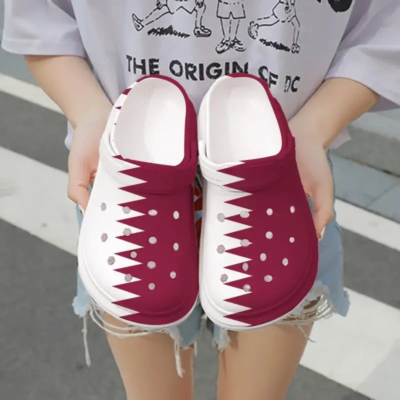 Merchidea Qatar Flag Crocs Crocband Clogs Shoes Comfortable For Men Women and Kids