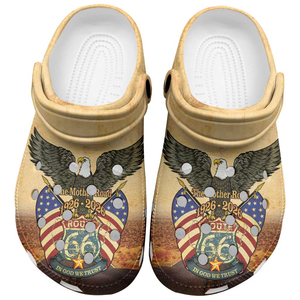 Merchidea Route 66 Highway United States Crocs Crocband Clogs Shoes Comfortable For Men Women and Kids