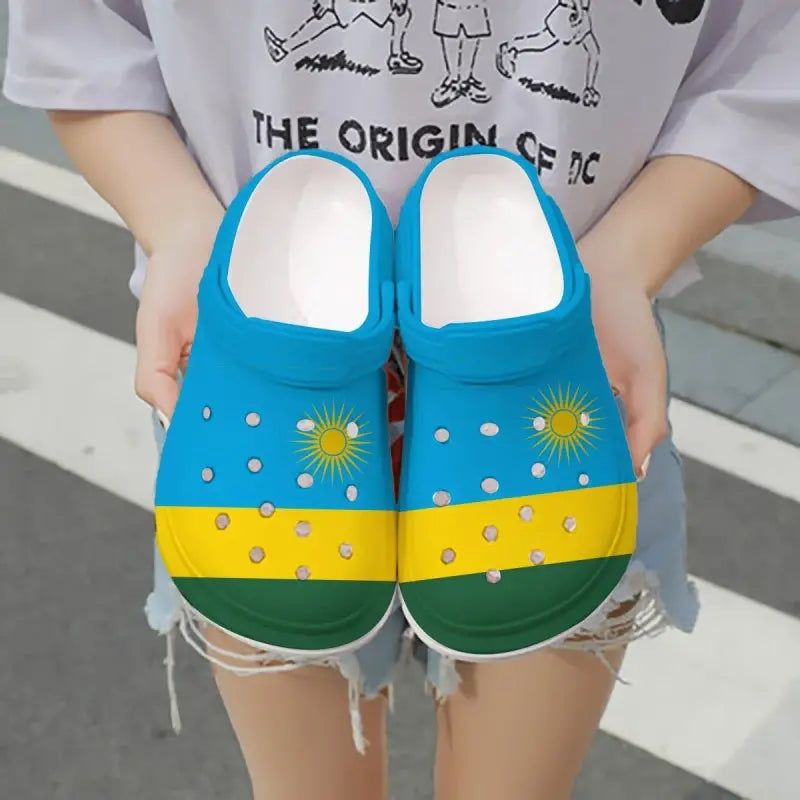 Merchidea Rwanda Flag Crocs Crocband Clogs Shoes Comfortable For Men Women and Kids