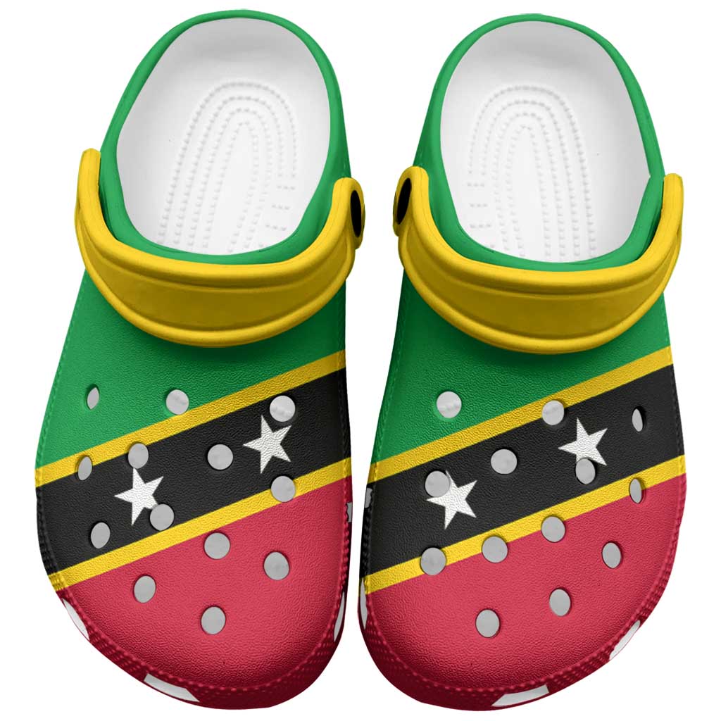 Merchidea Saint Kitts and Nevis Flag Crocs Crocband Clogs Shoes Comfortable For Men Women and Kids