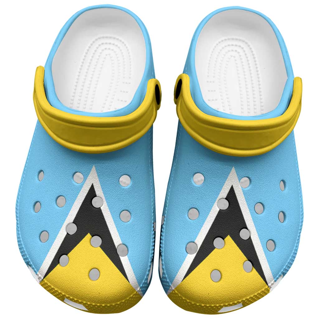 Merchidea Saint Lucia Flag Crocs Crocband Clogs Shoes Comfortable For Men Women and Kids