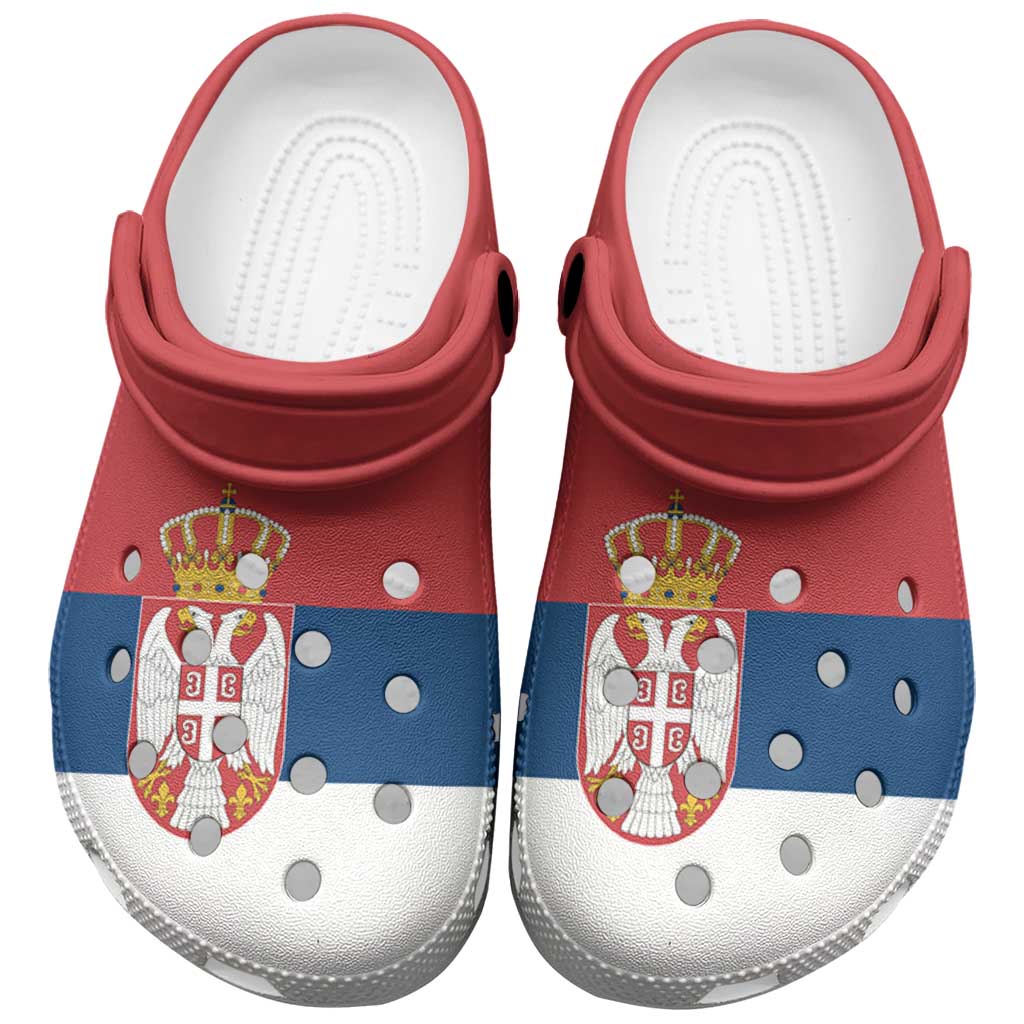Merchidea Serbia Flag Crocs Crocband Clogs Shoes Comfortable For Men Women and Kids