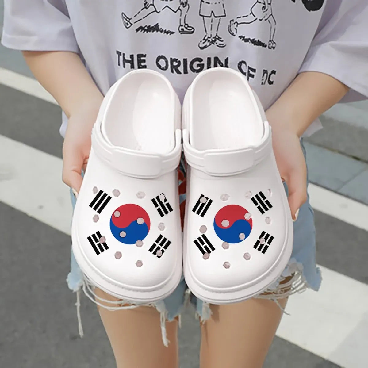 Merchidea South Korea Flag Crocs Crocband Clogs Shoes Comfortable For Men Women and Kids