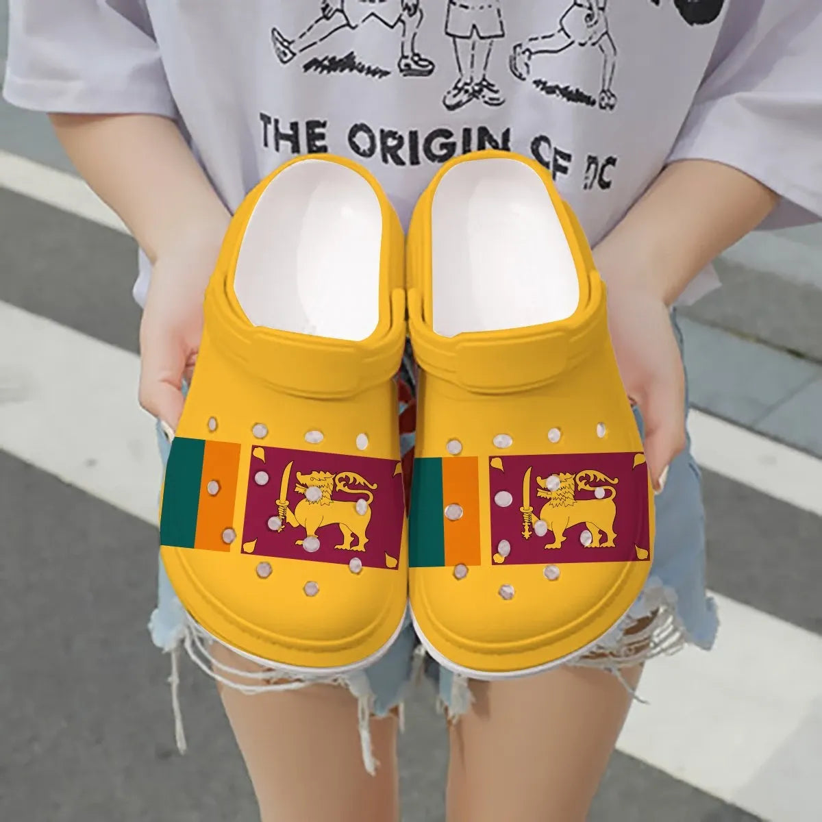 Merchidea Sri Lanka Flag Crocs Crocband Clogs Shoes Comfortable For Men Women and Kids