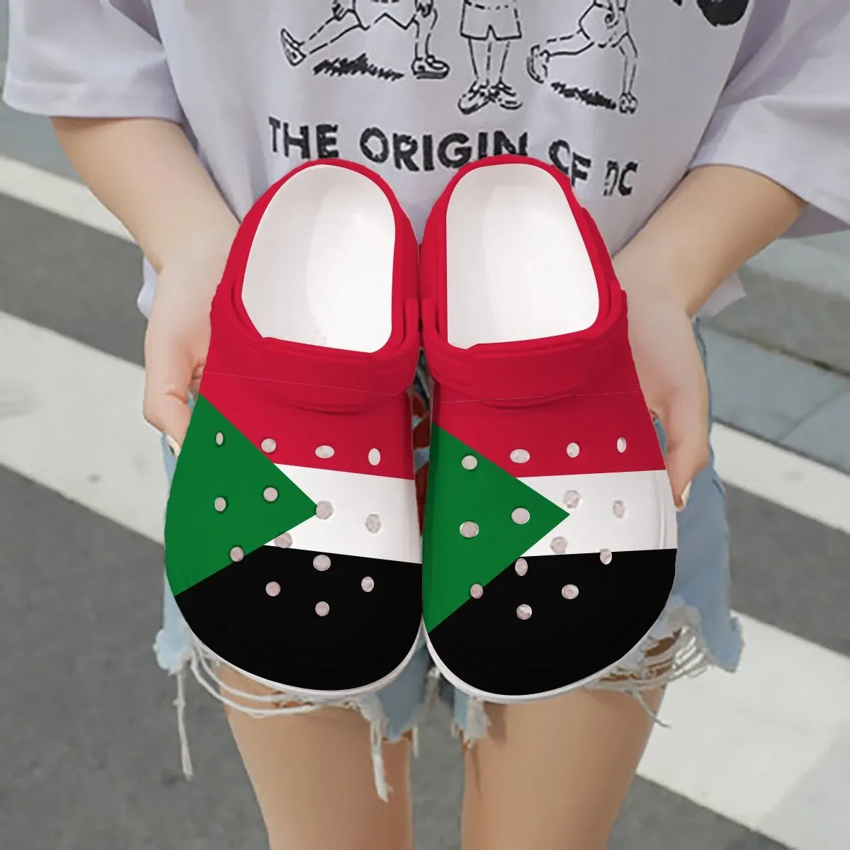 Merchidea Sudan Flag Crocs Crocband Clogs Shoes Comfortable For Men Women and Kids