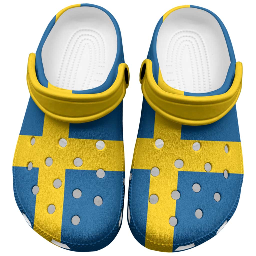 Merchidea Sweden Flag Crocs Crocband Clogs Shoes Comfortable For Men Women and Kids