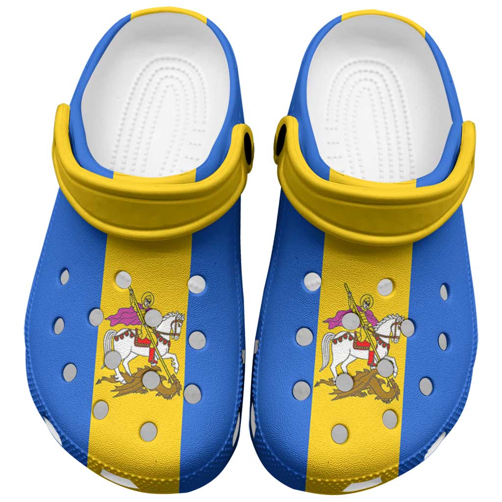 Merchidea Ukraine Kyiv Oblast Flag Crocs Crocband Clogs Shoes Comfortable For Men Women and Kids