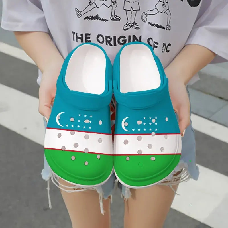 Merchidea Uzbekistan Flag Crocs Crocband Clogs Shoes Comfortable For Men Women and Kids