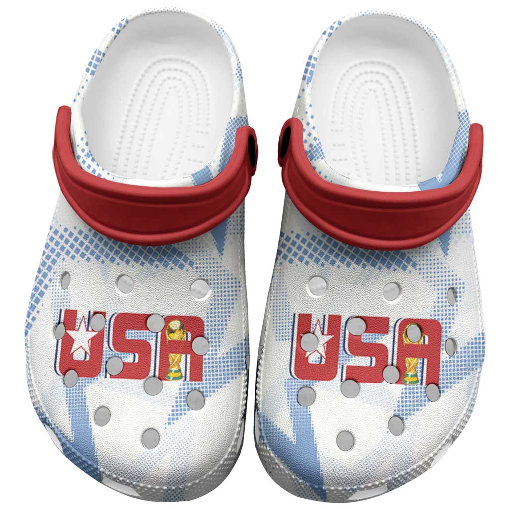 Merchidea WC2026 USA Soccer Crocs Crocband Clogs Shoes Comfortable For Men Women and Kids