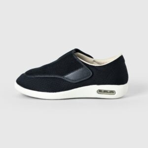 Chloe Stretch No-Tie Wide Shoes w/ Adjustable Closure - Black